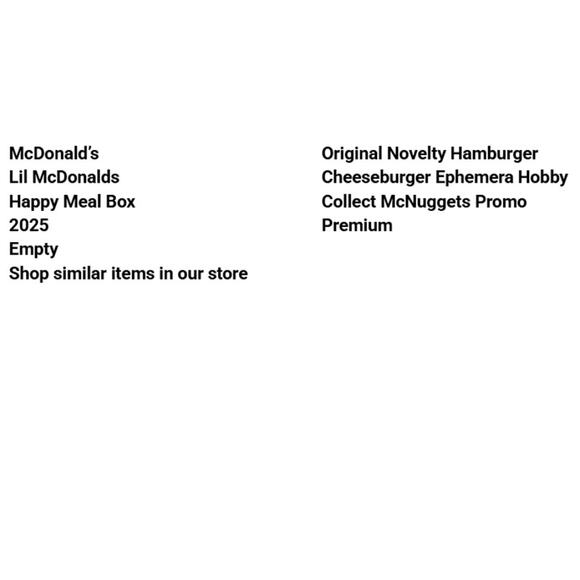 Lil McDonalds Happy Meal Box 2025 Empty Ephemera Hobby Collect McNuggets - Picture 2 of 6